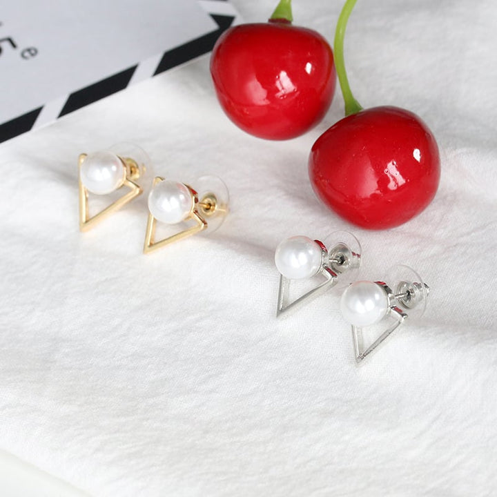 Triangle Pearl Earrings