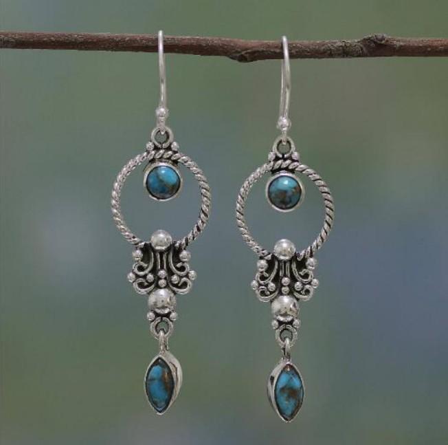 Vintage inlaid turquoise Earrings