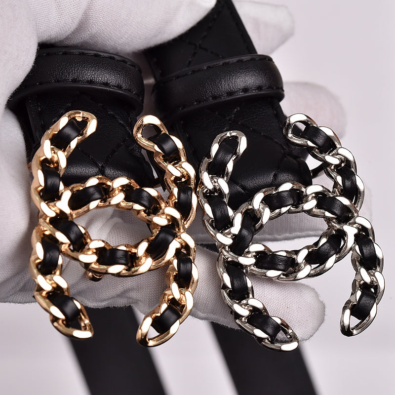 Two-color diamond plaid women's belt