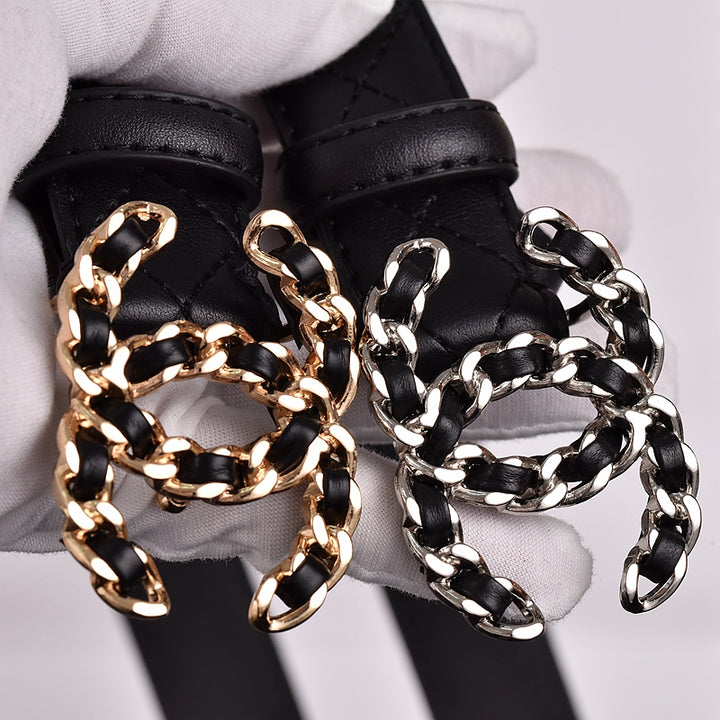 Two-color diamond plaid women's belt