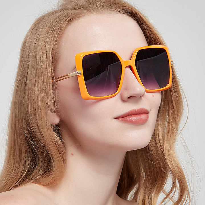 8 Color Trendy Oversized Frame Square Metal Cutout Sunglasses