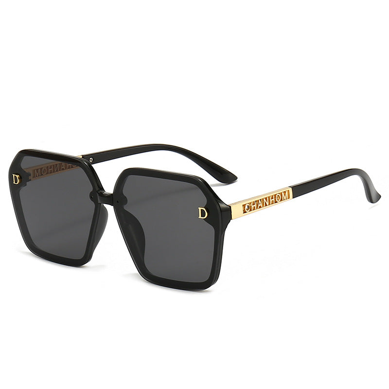 7 Color Trendy Oversized Square Letter Temple Polarized Sunglasses