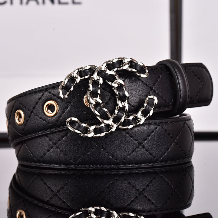 Two-color diamond plaid women's belt