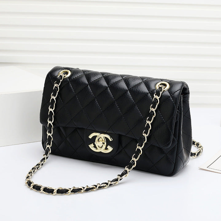 Fashion Leather Ringer Lock Catch Single Shoulder Crossbody Bag Handbag