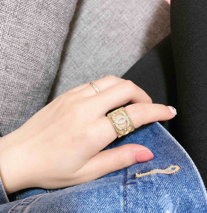 Fashion Double C Pearl Ring