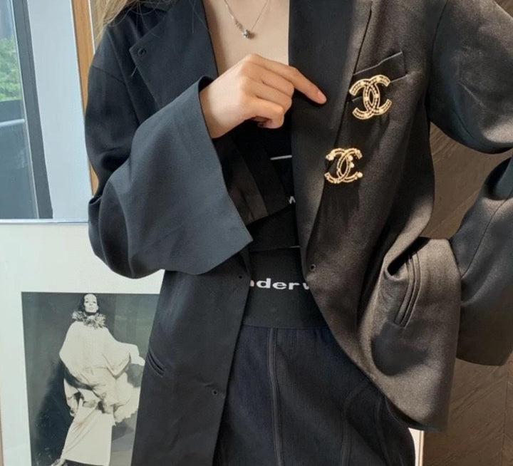 Pearl Crystal Hollow Embellishment Brooch