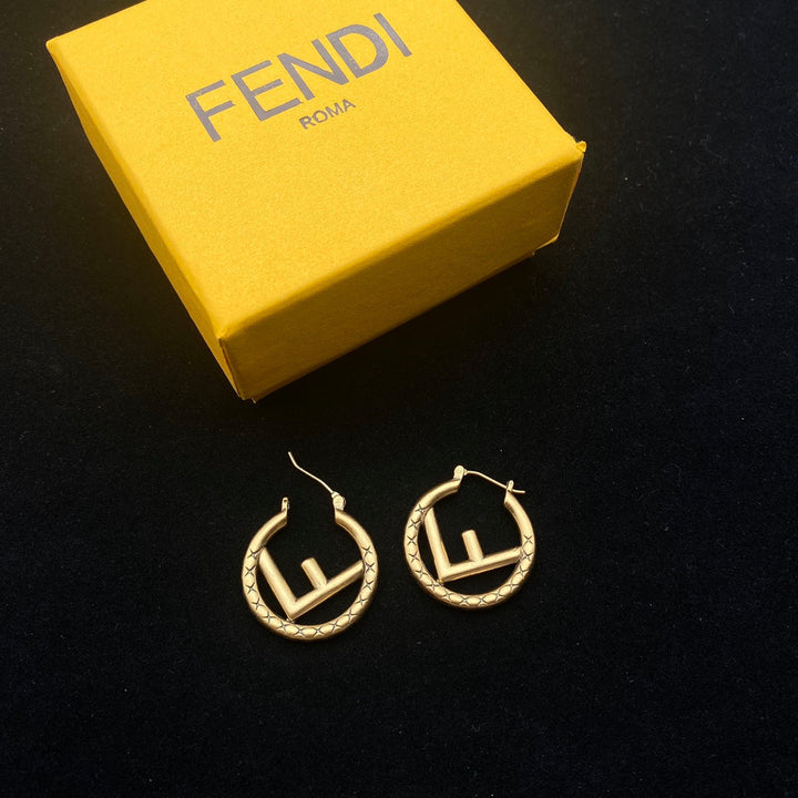 Fashion F letter pattern earrings