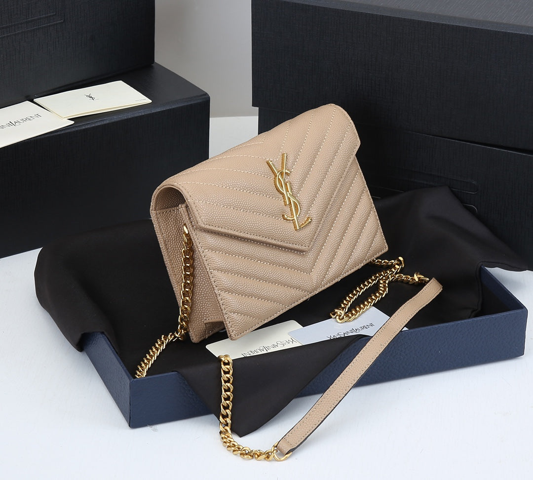 4 Colors Fashion Cowhide Leather Chain Bag