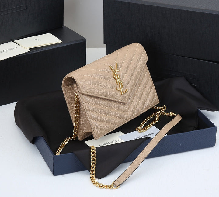 4 Colors Fashion Cowhide Leather Chain Bag