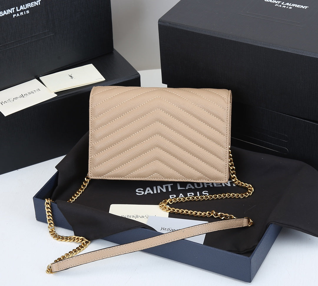 4 Colors Fashion Cowhide Leather Chain Bag