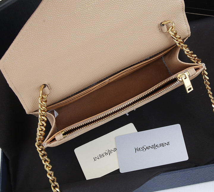 4 Colors Fashion Cowhide Leather Chain Bag