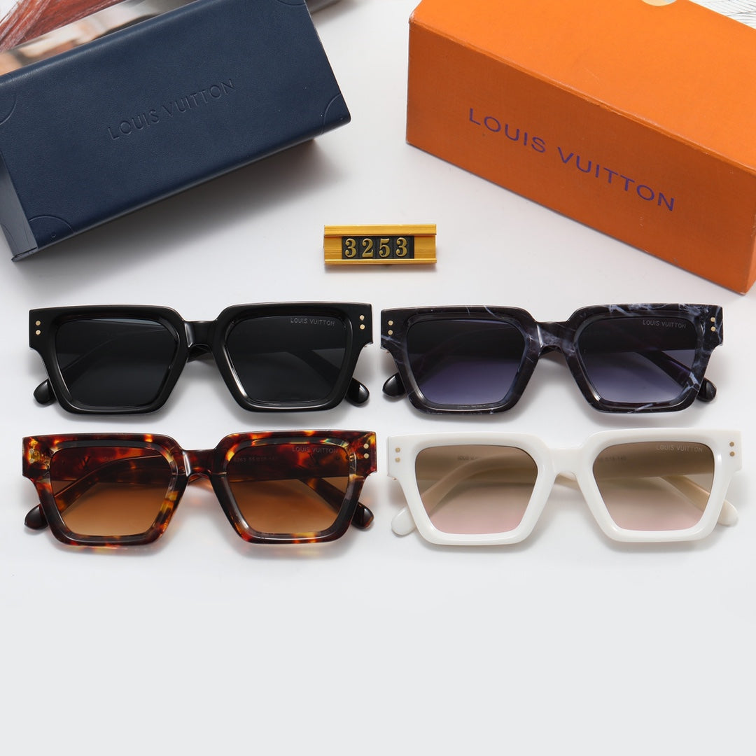 4 colors simple square letter sunglasses