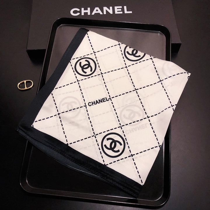 Fashion CC square striped silk scarf