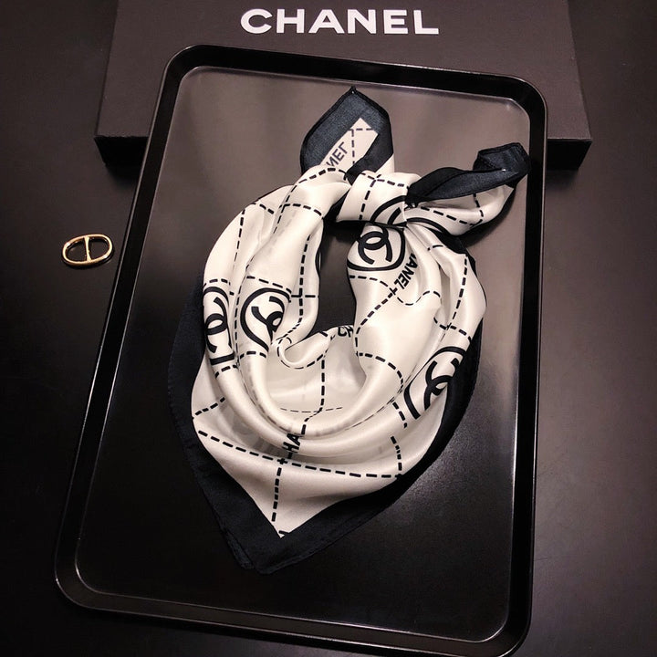 Fashion CC square striped silk scarf