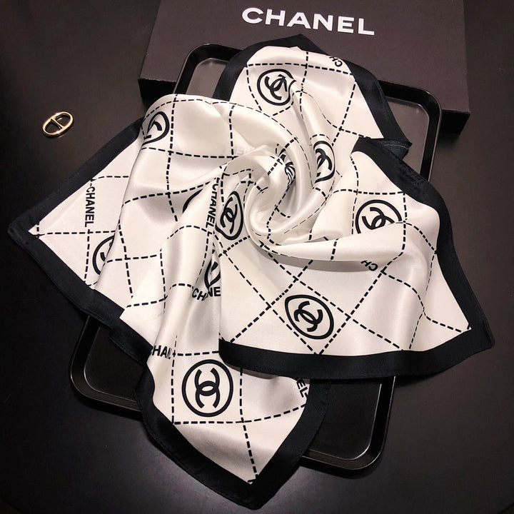 Fashion CC square striped silk scarf