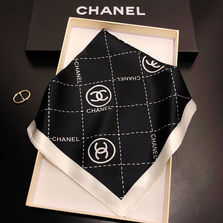 Double CCsquare striped silk scarf