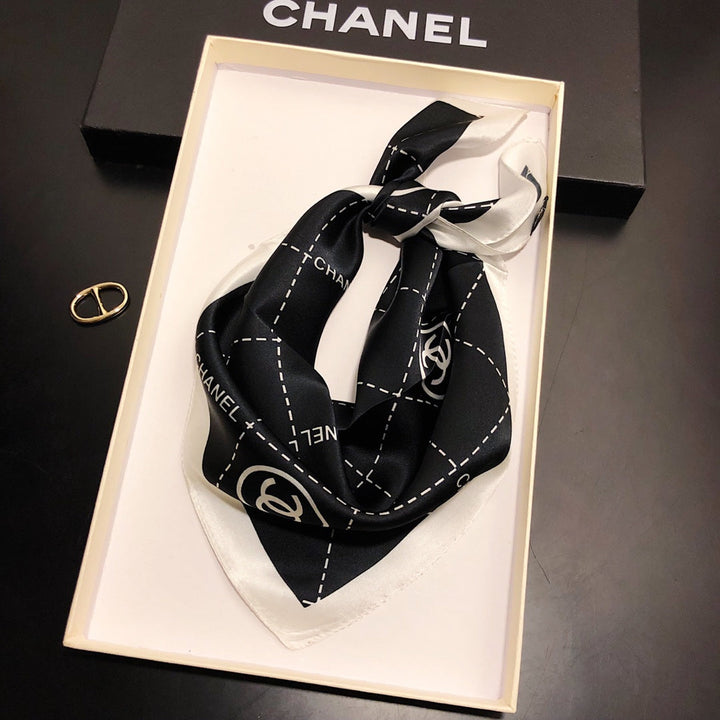 Double CCsquare striped silk scarf