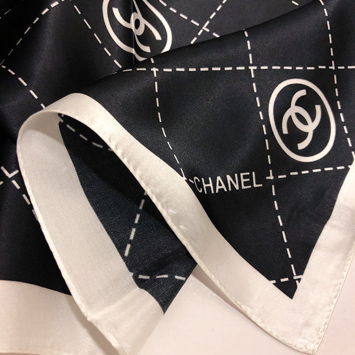 Double CCsquare striped silk scarf
