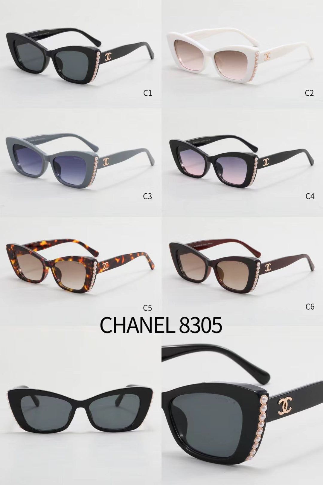 6 Colors Pearl Trimmed Sunglasses