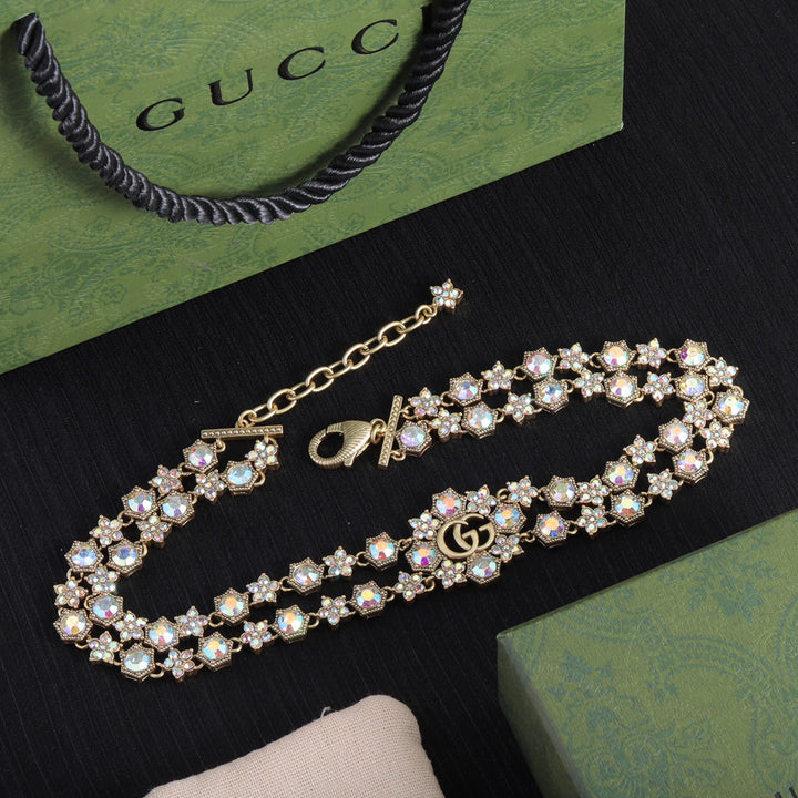 Fashion CC Rhinestone Charm Necklace