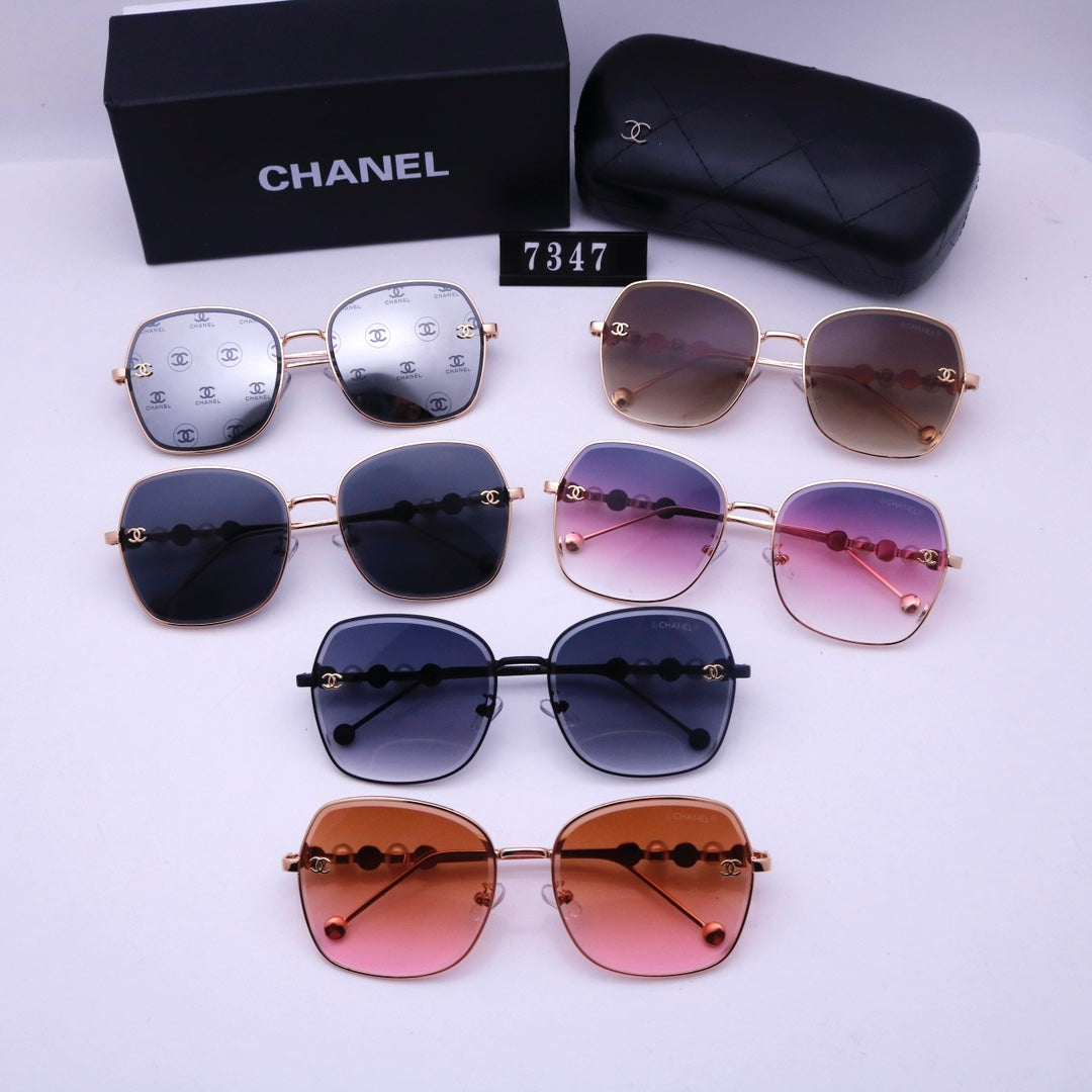 6 Colors - Pearl Embellished Metal Sunglasses