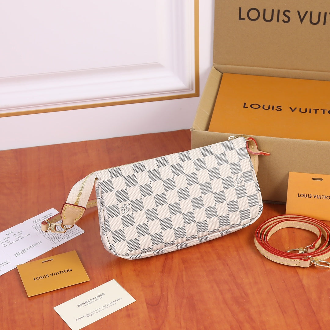 Classic three-color canvas clutch/shoulder bag
