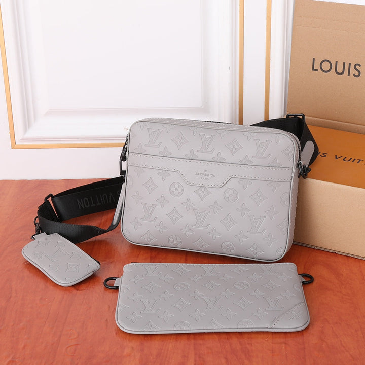 Two Color Classic Print Messenger Bag