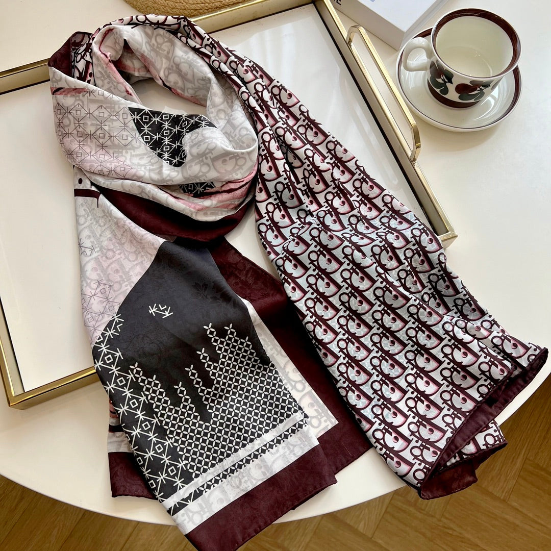 Fashionable CD rice double-sided snail printed silk scarf