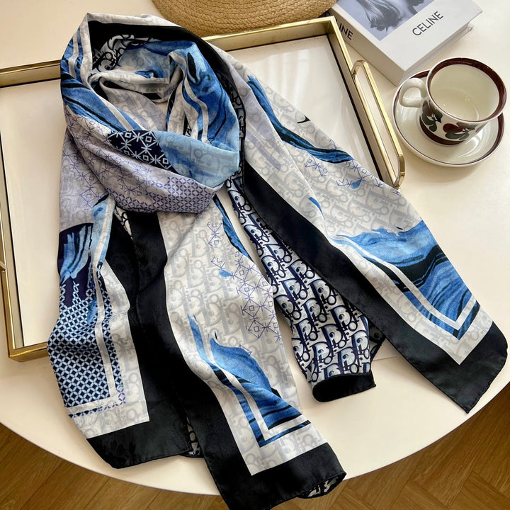 Fashionable CD rice double-sided snail printed silk scarf