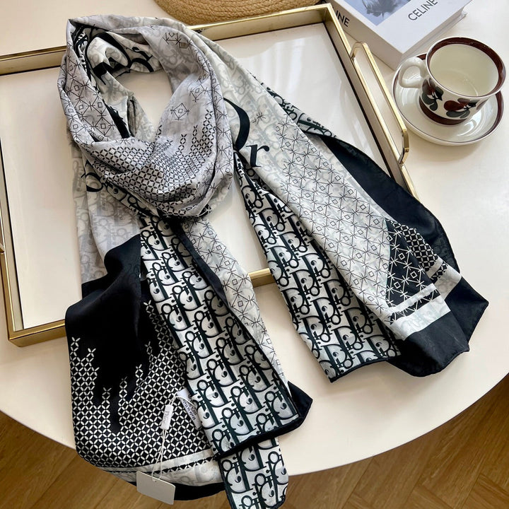 Fashionable CD rice double-sided snail printed silk scarf