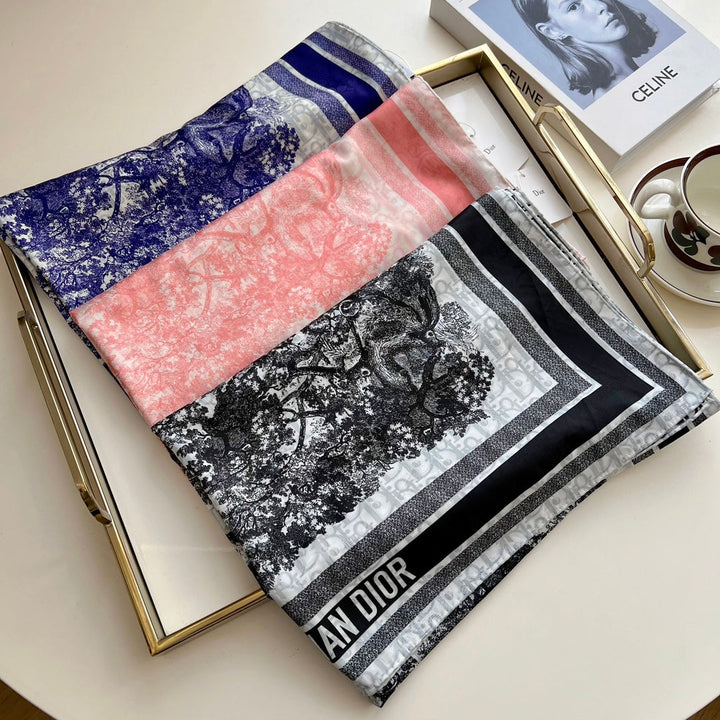 Fashionable CD rice double-sided snail printed silk scarf