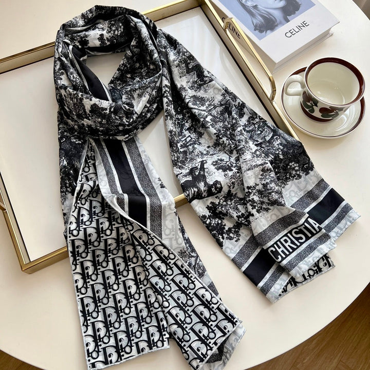 Fashionable CD rice double-sided snail printed silk scarf