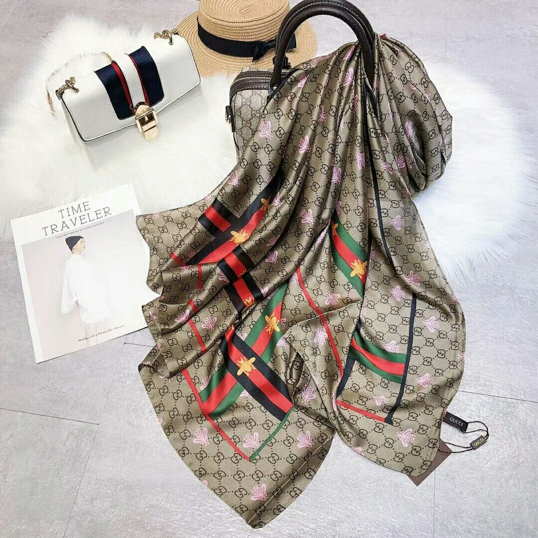 Fashion GG little bee printed silk scarf