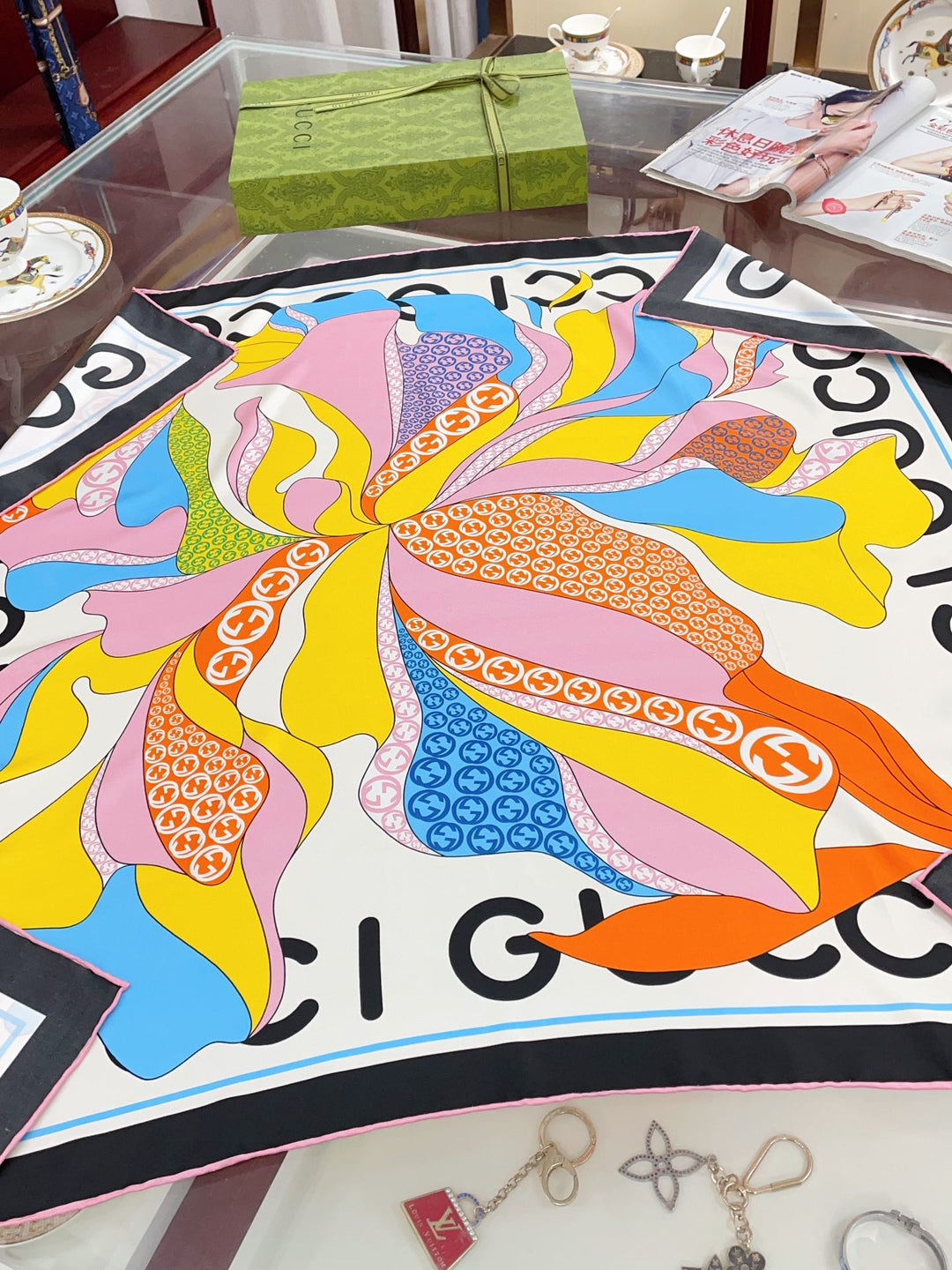 Fashion GG printed silk scarf
