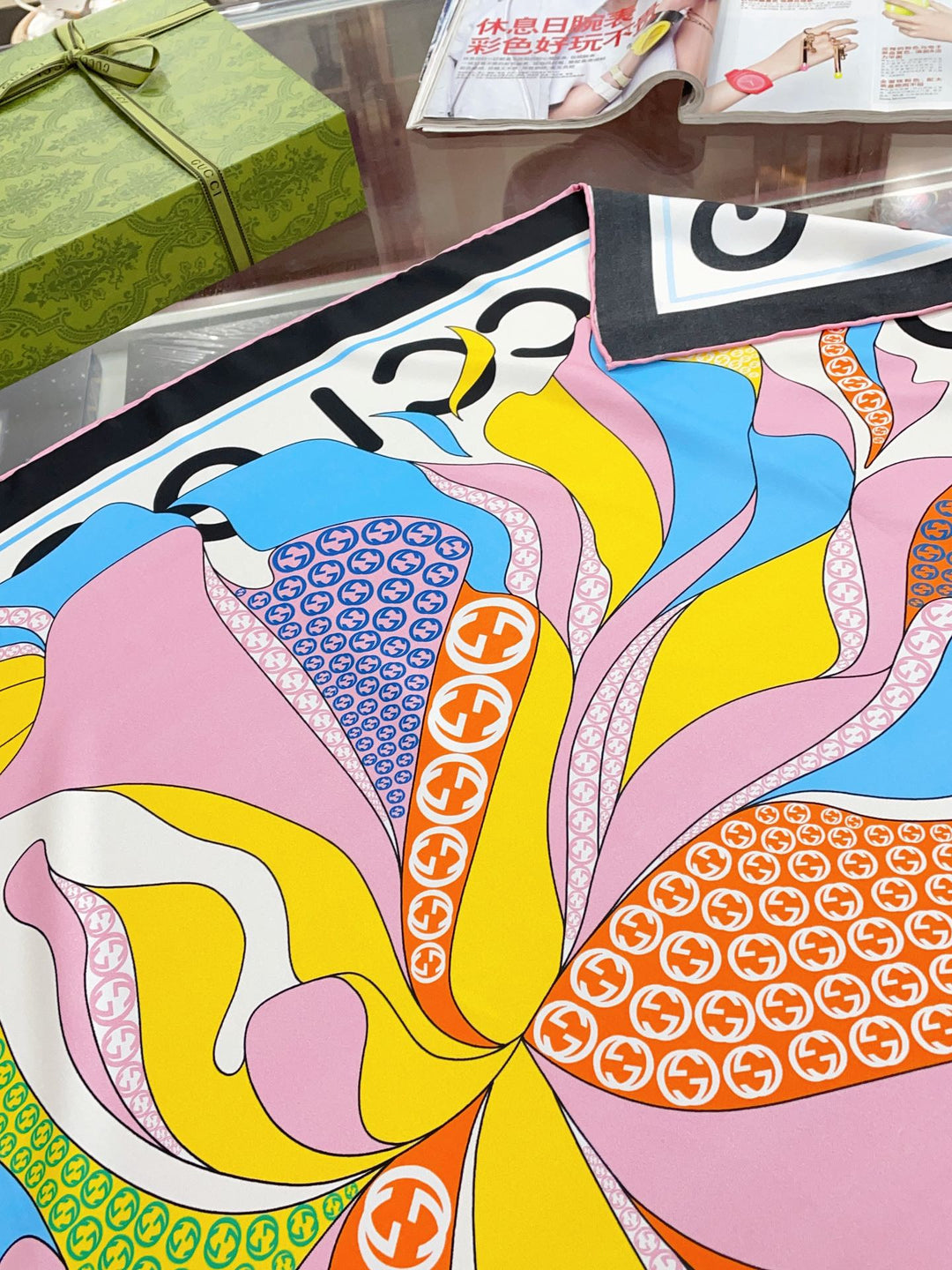 Fashion GG printed silk scarf