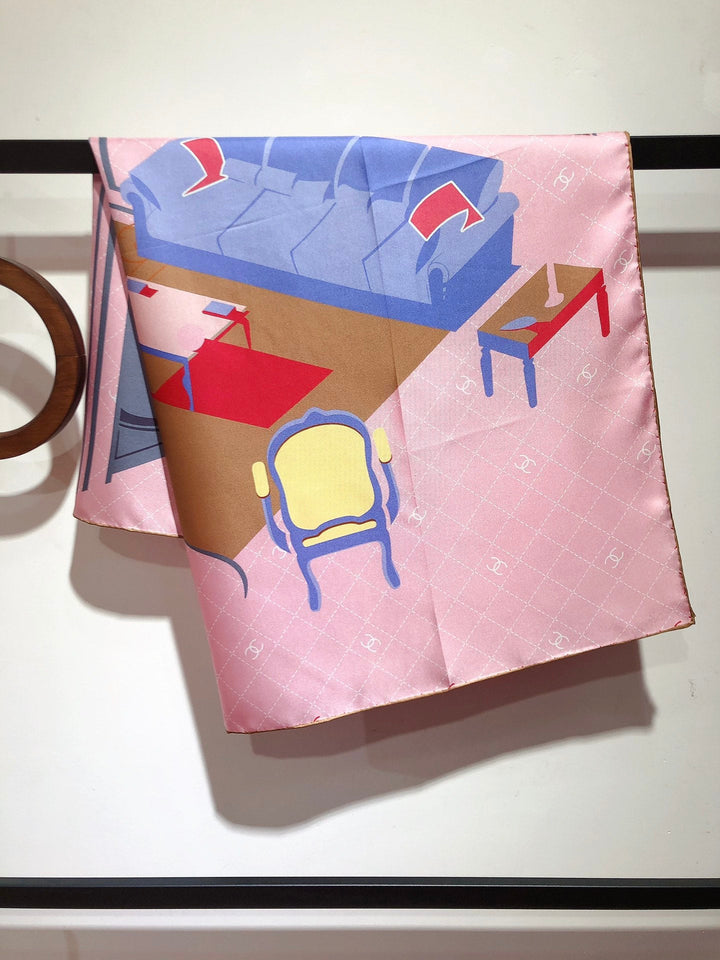 Fashion CC printed silk scarf