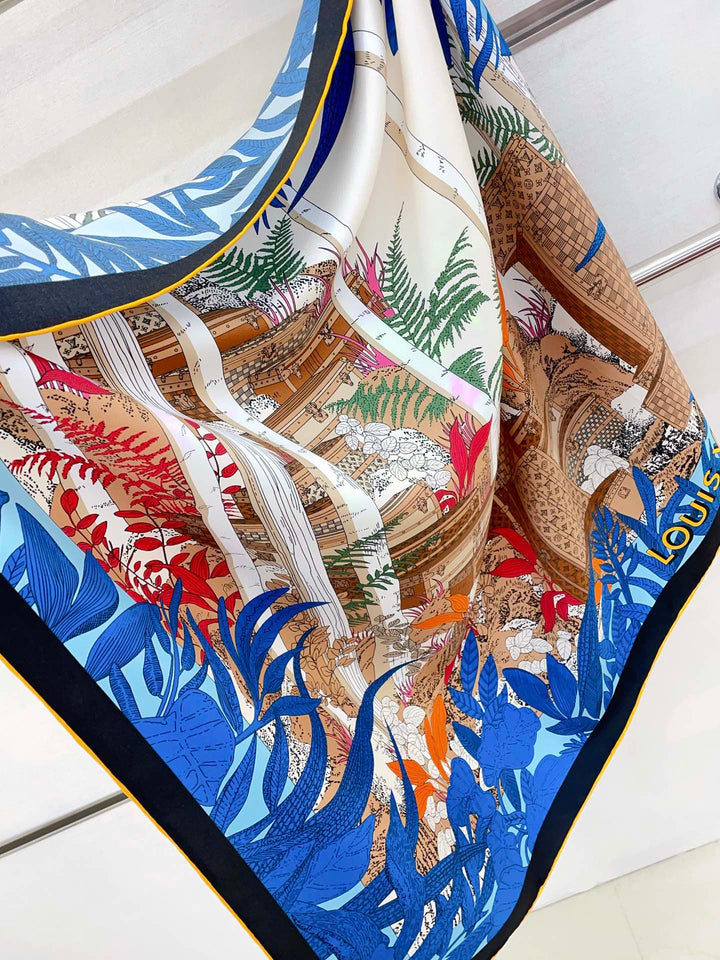 Fashionable four-leaf clover printed silk scarf