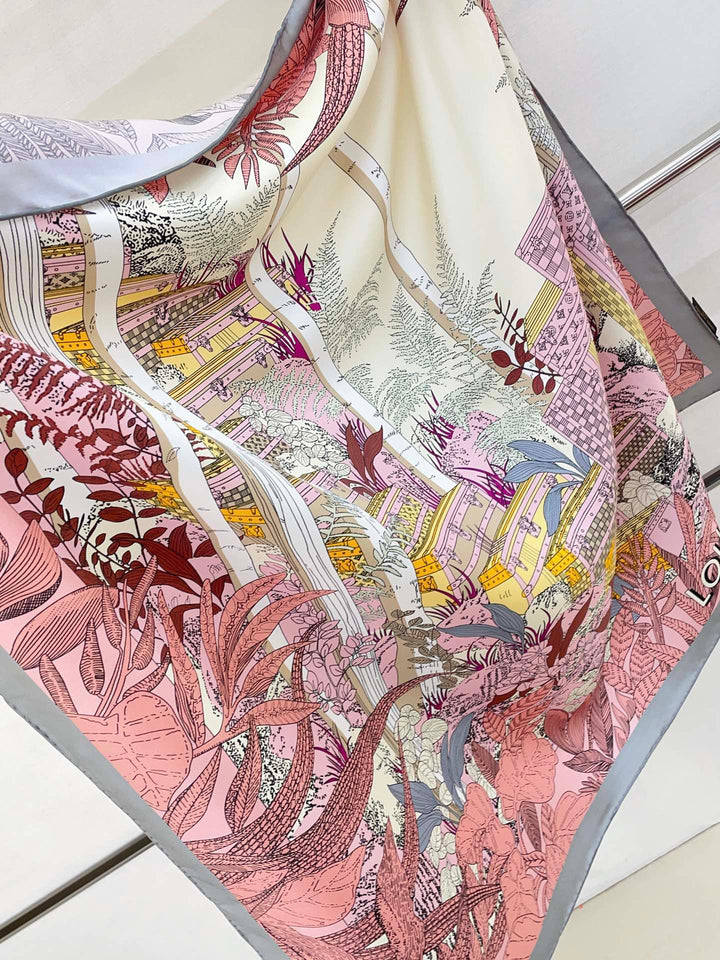 Fashionable four-leaf clover printed silk scarf