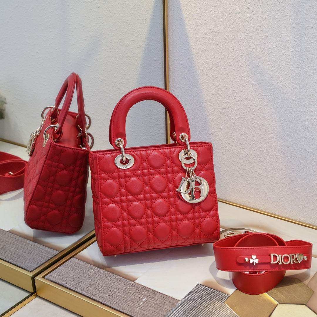 3 Sizes-Red Sheepskin Tote
