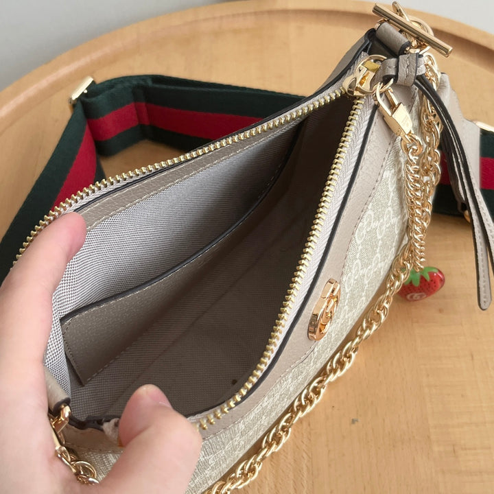 3 Colors - Strawberry Pendant Double Strap Handbag