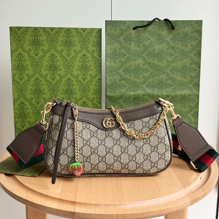3 Colors - Strawberry Pendant Double Strap Handbag