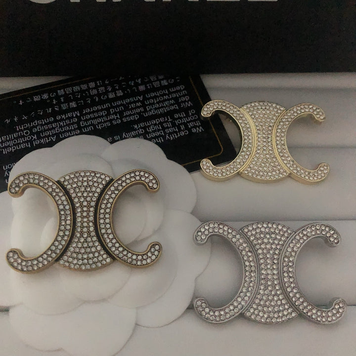 Exclusive Logo Rhinestone Brooch