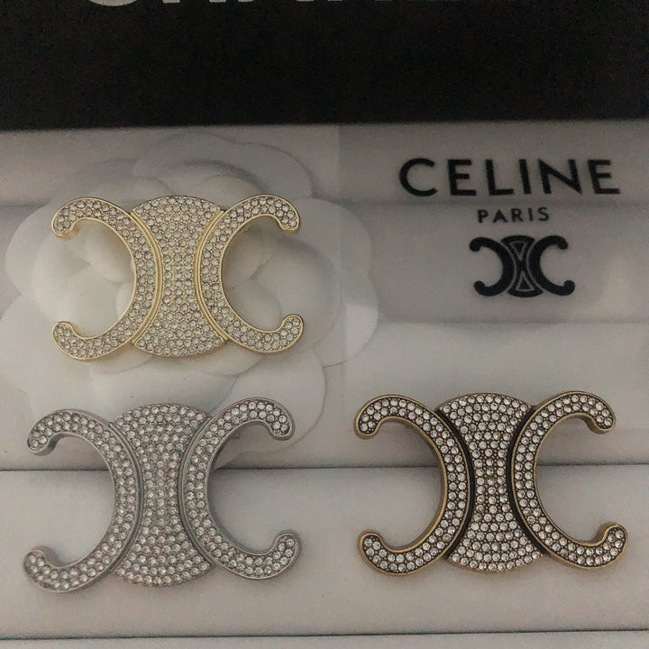 Exclusive Logo Rhinestone Brooch