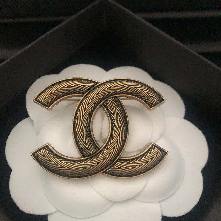 Vintage Textured Copper Brooch