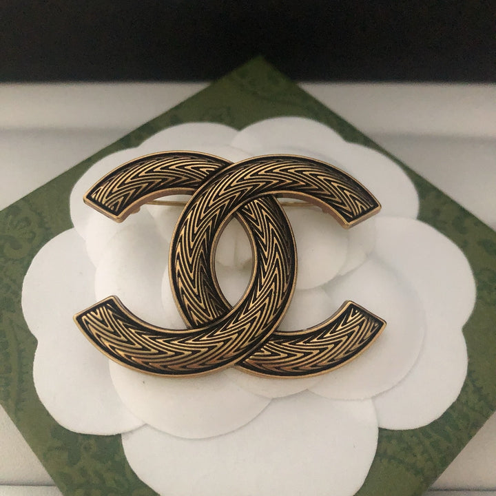 Vintage Textured Copper Brooch