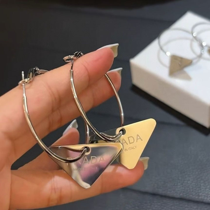 Large Inverted Triangle Titanium Earrings
