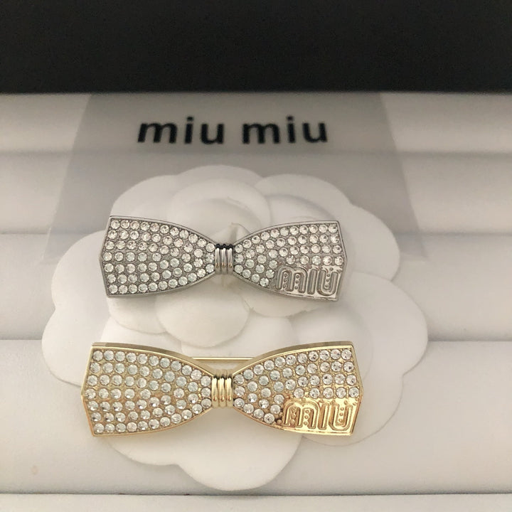 Rhinestone Studded Bow Brooch