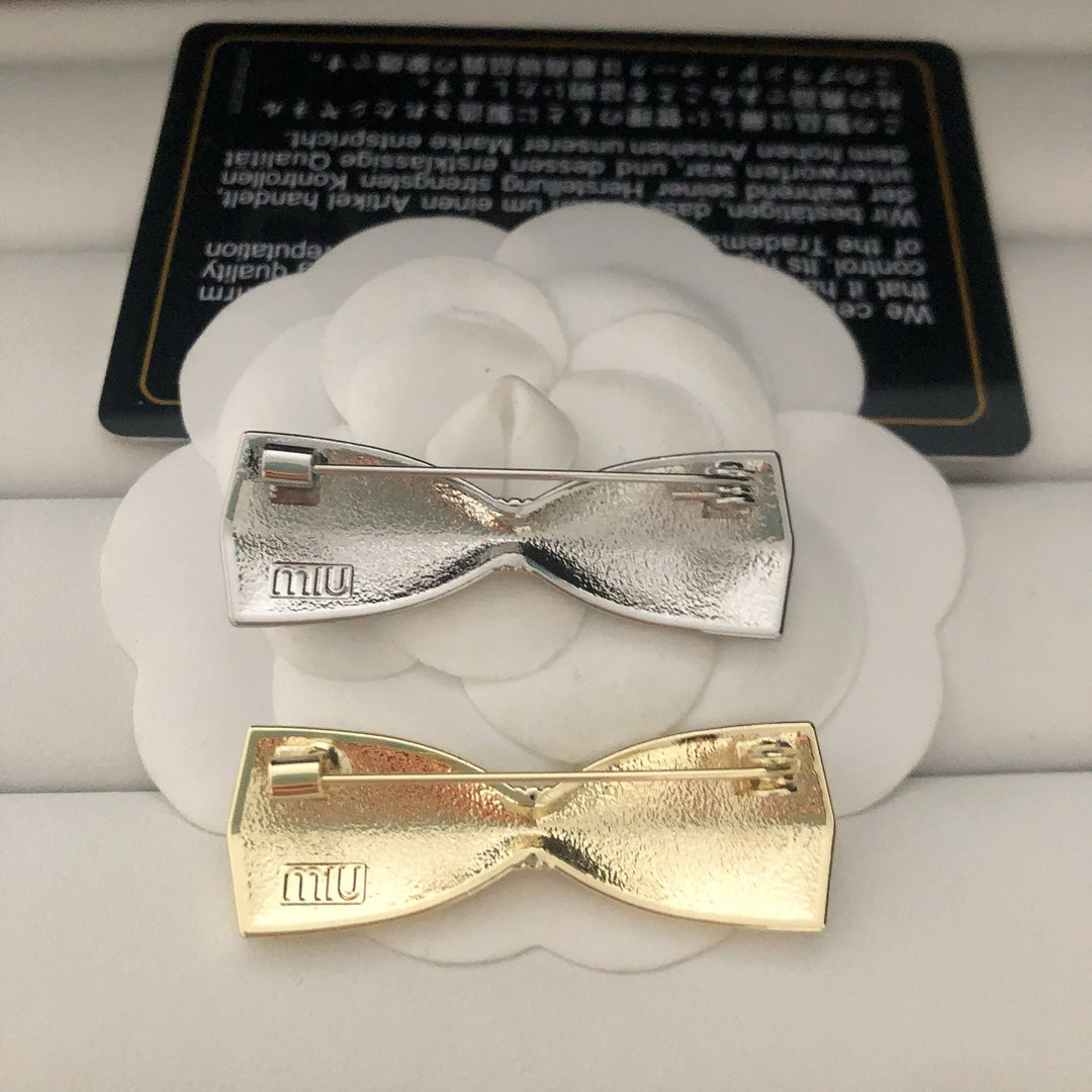 Rhinestone Studded Bow Brooch