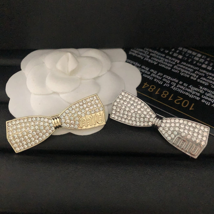 Rhinestone Studded Bow Brooch