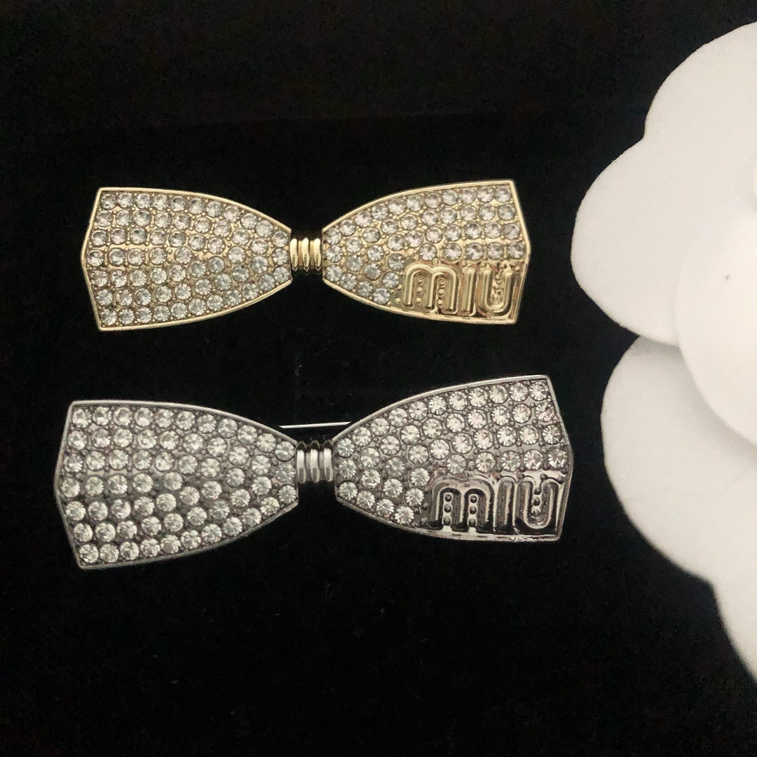 Rhinestone Studded Bow Brooch